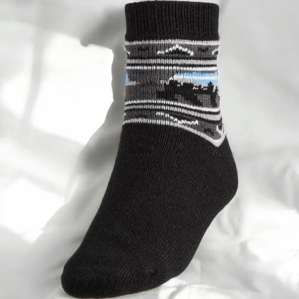 Northeast Outfitters Mens Cozy Cabin Bear-Tec Socks Black NEW Large